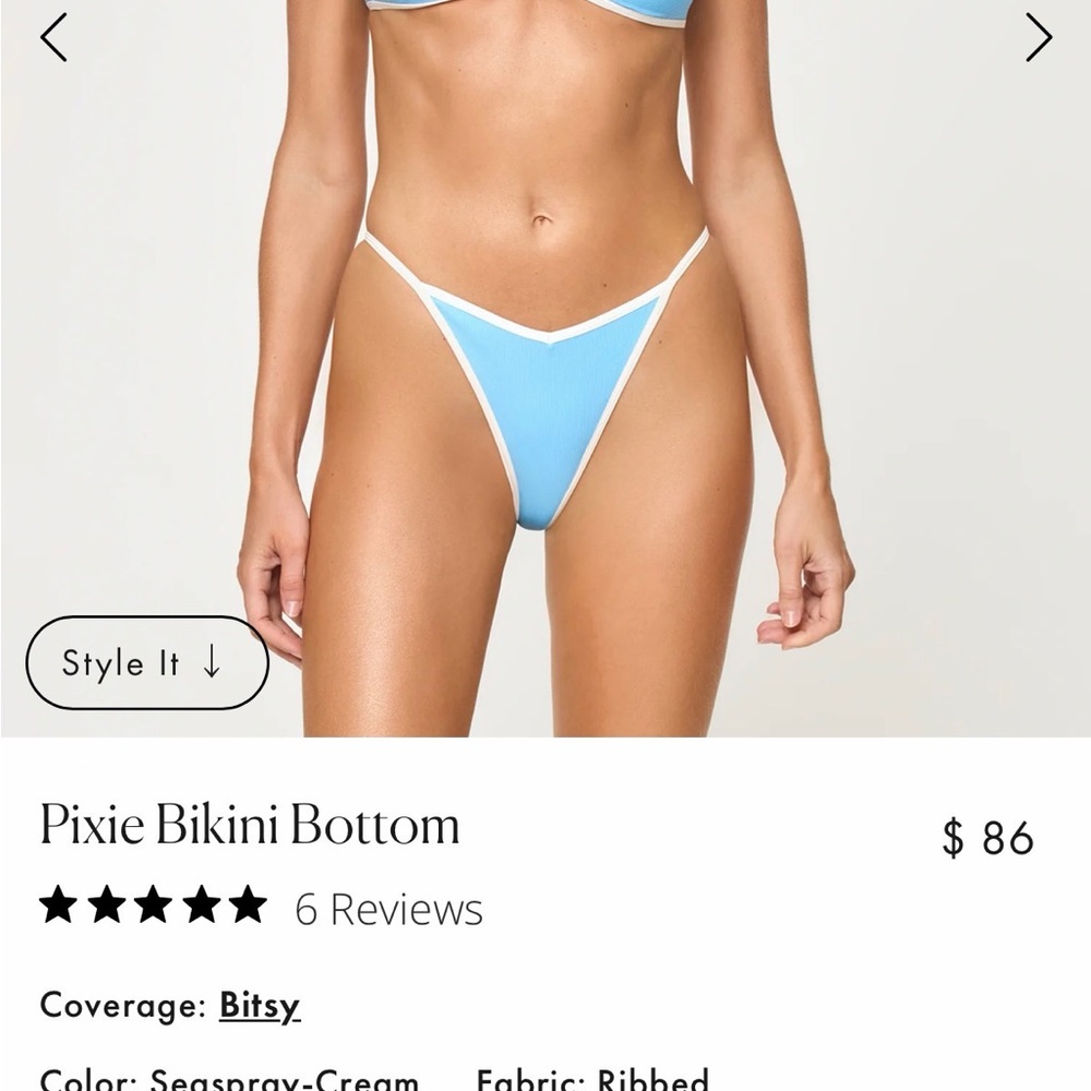 L*space Pixie Bikini Bottom Seaspray-Cream - M NWT